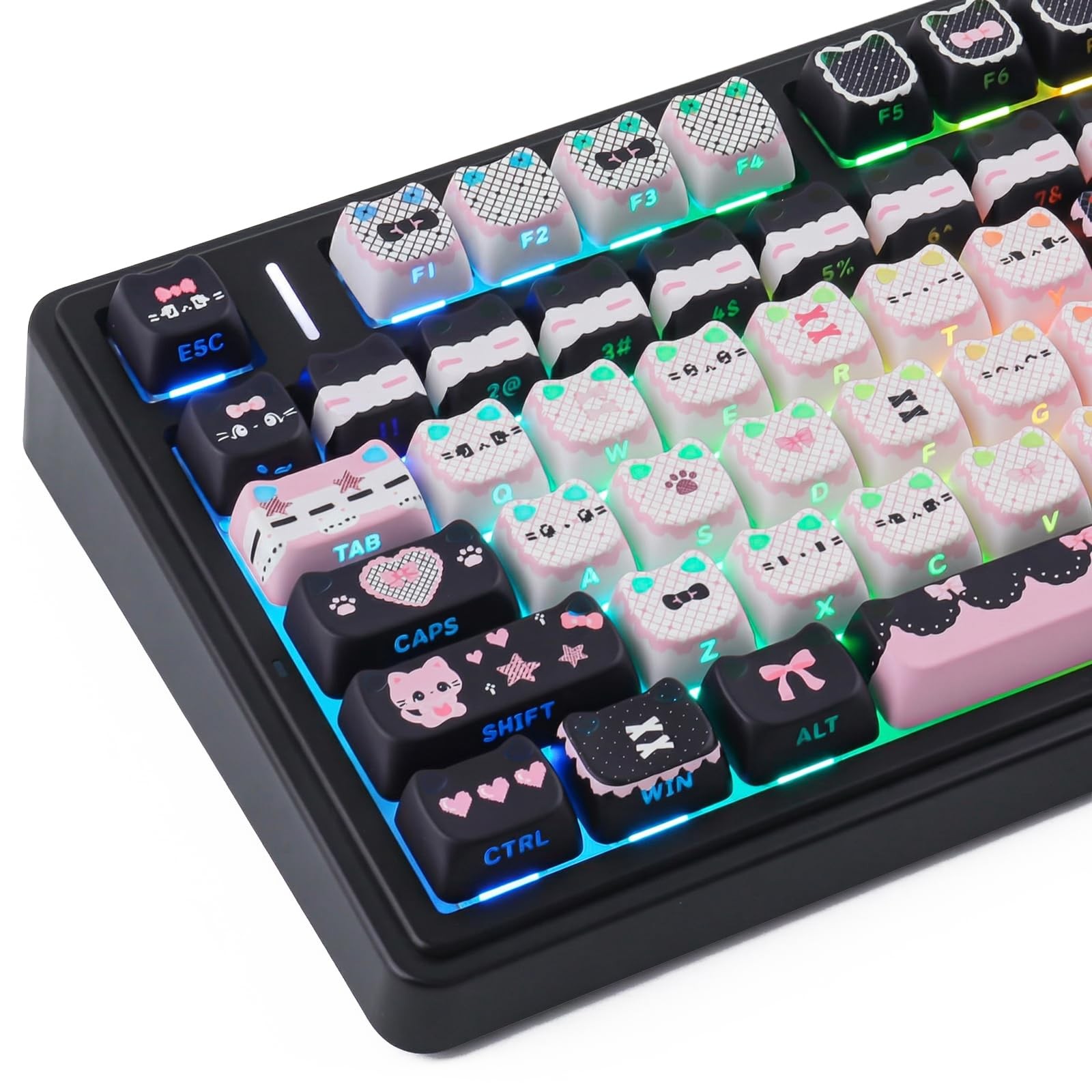 113 Keys PBT Side Print Cat Keycaps Mao Profile Fits 60 65 75 100 Percent MX