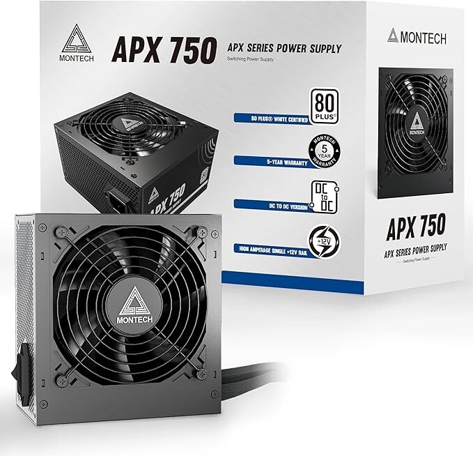 MONTECH APX 750W-Non-Modular Power Supply-80 Plus White Certified-Intel ATX12V
