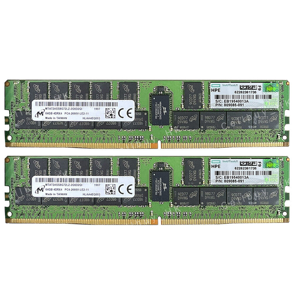 Micron 128GB 2X64GB 2666mhz DDR4-21300L ECC Registered Server LRDIMM Memory HPE