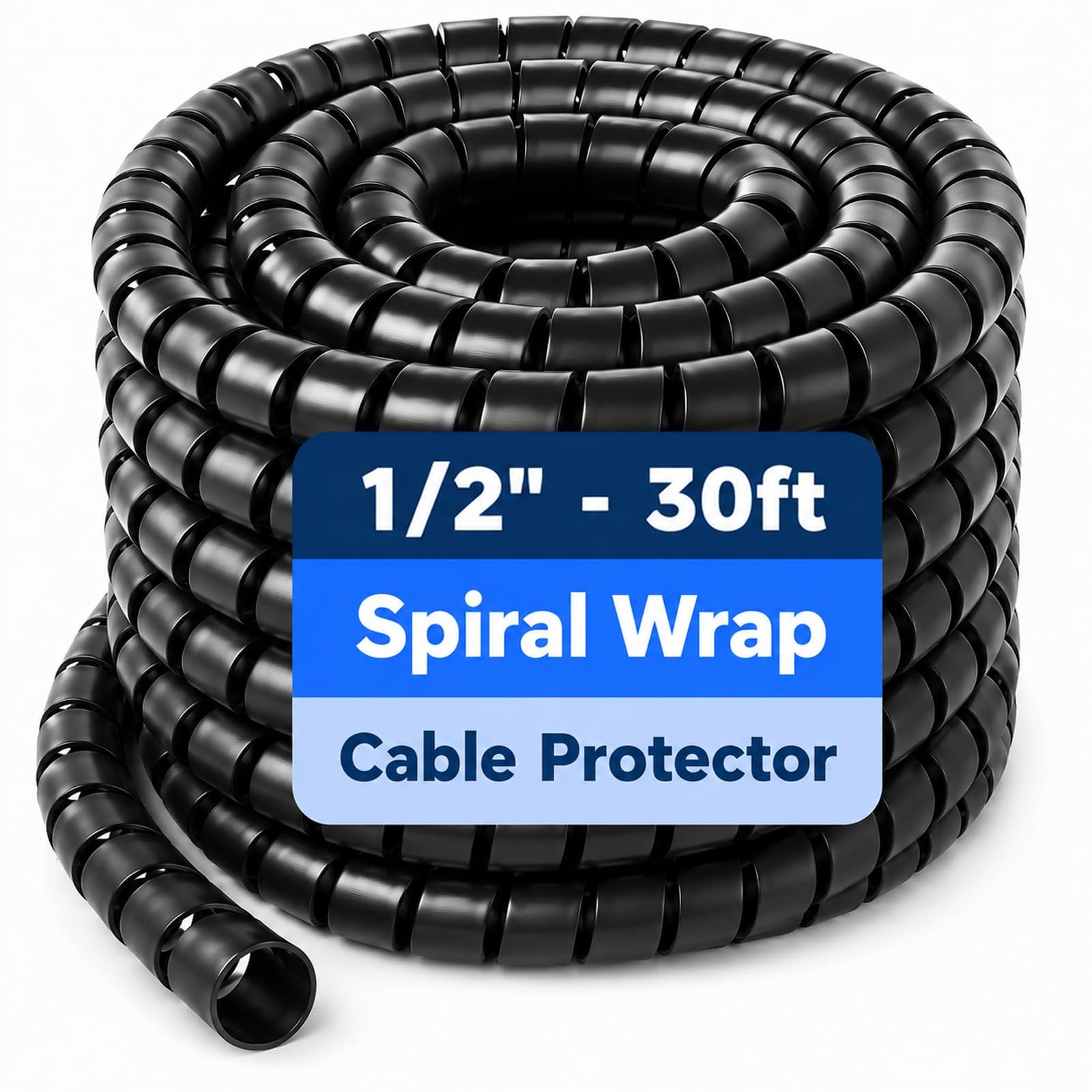 Spiral Wrap Hydraulic Hose Protector, 1/2" OD x 30 FT Heavy Duty Plastic Hose...