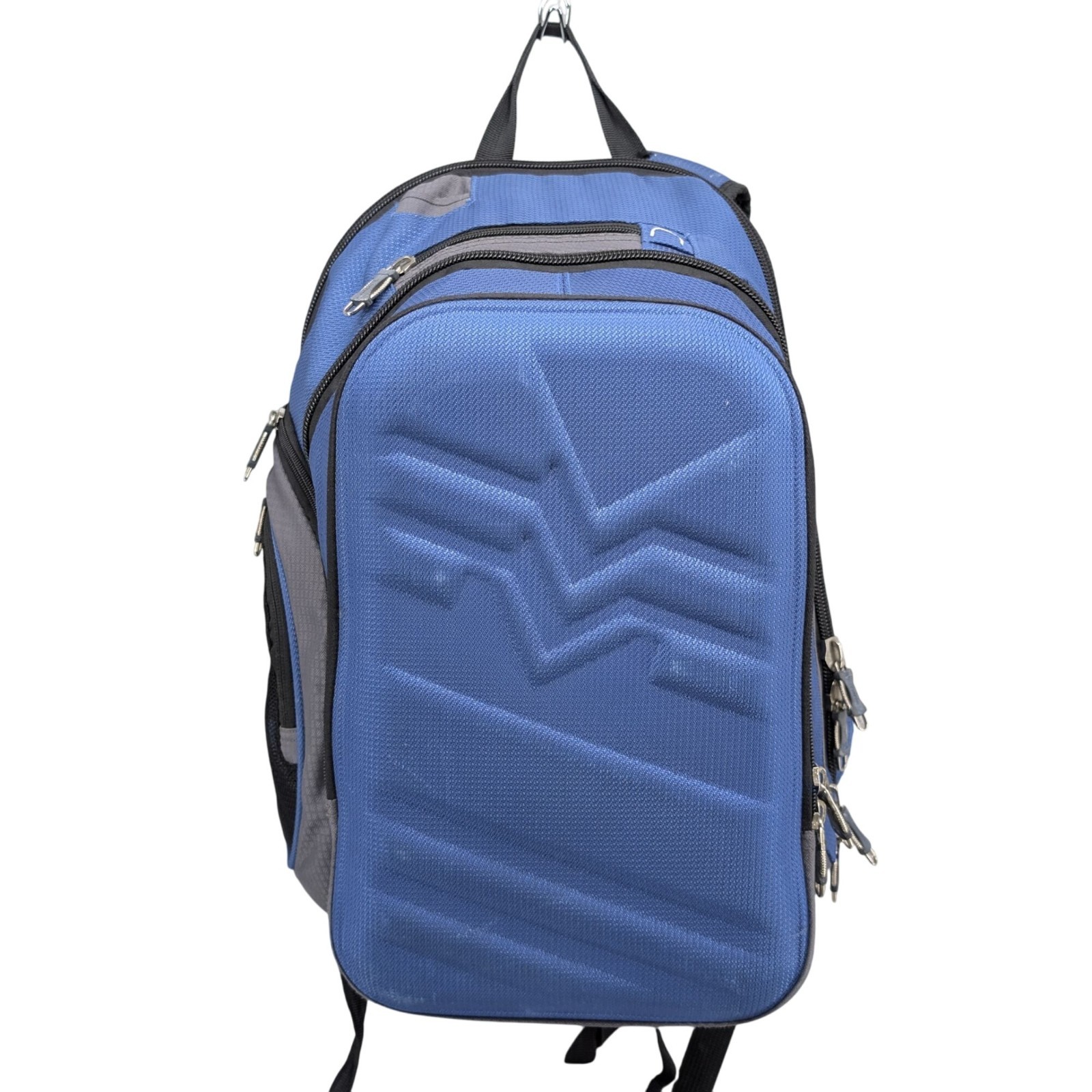 Manhattan Laptop Backpack Blue Padded Hard Shell Pockets 17" Bag