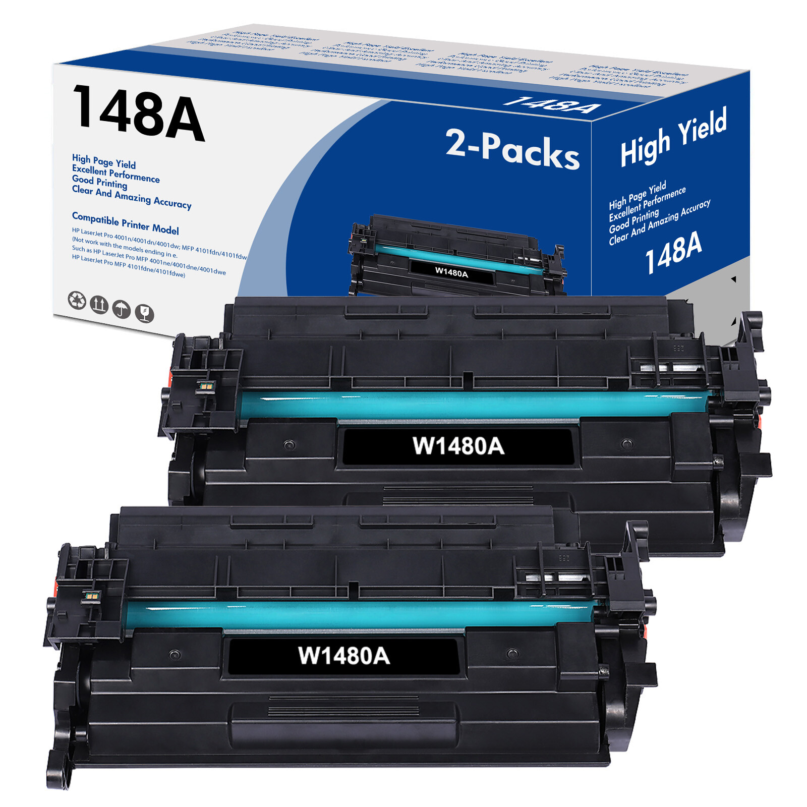 2PK W1480A Toner Cartridge with Chip for HP Pro 4001dw 4001dn 4001n MFP 4101fdw