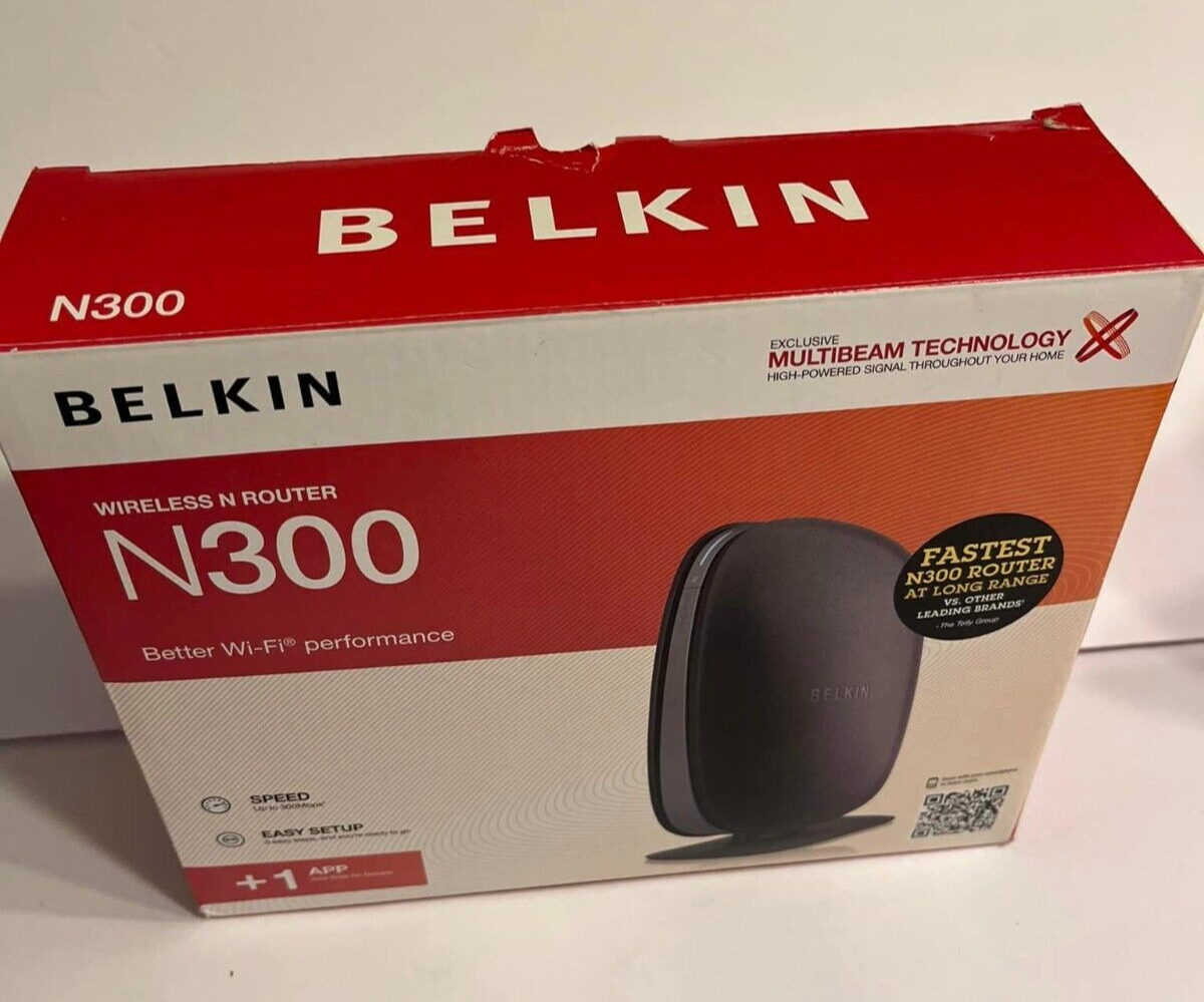 BELKIN N300 Wireless N Router NEW IN OPEN BOX F9K1002 ver. 104A