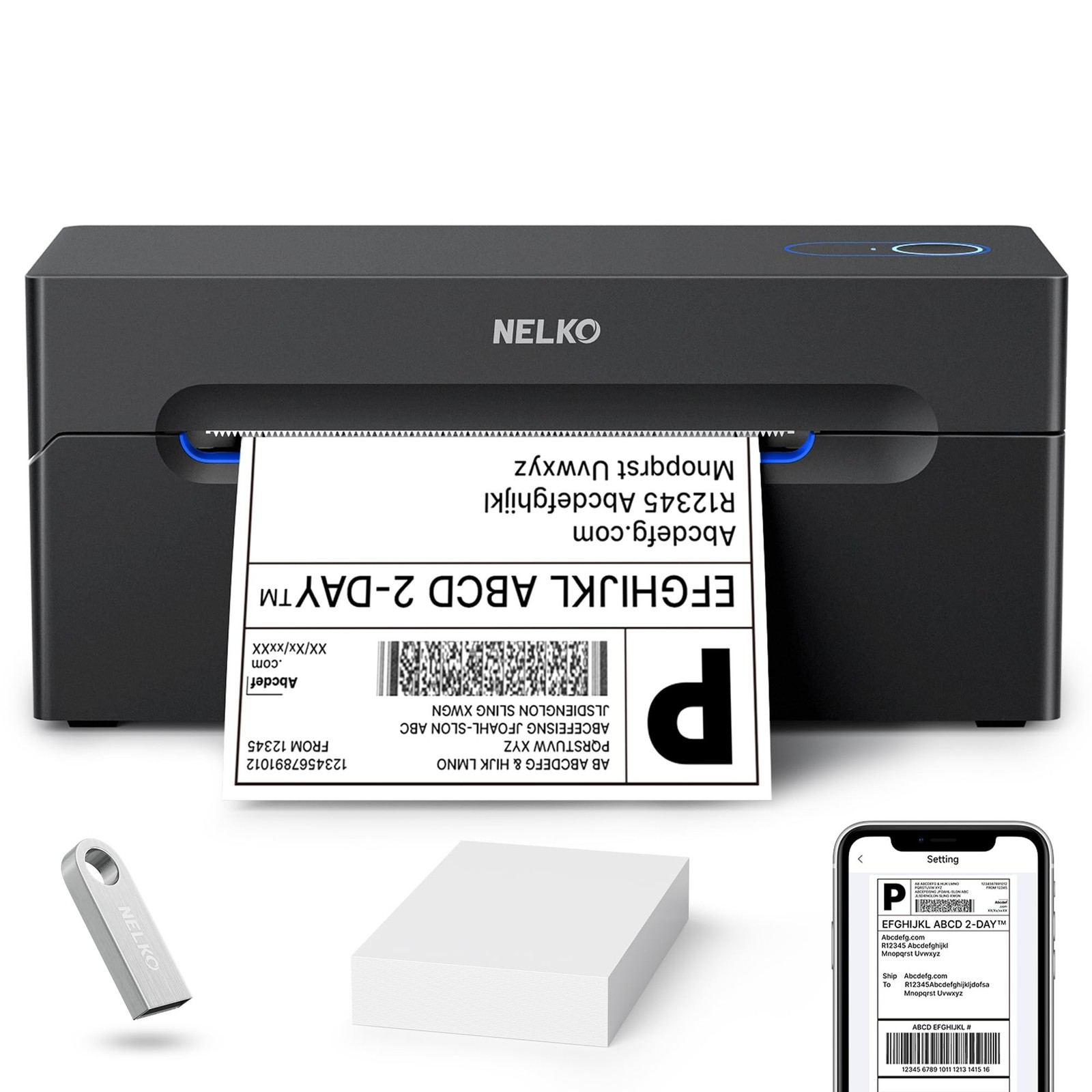 Nelko PL70e-BT Bluetooth Thermal Shipping Label Printer Wireless 4x6