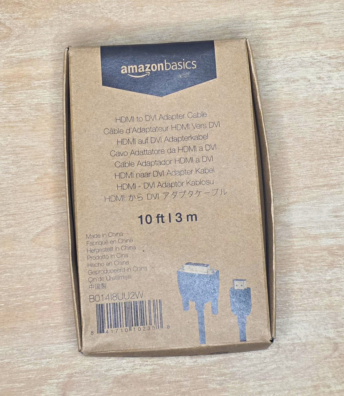 Amazon Basics HDMI to DVI Adapter Cable 10 Feet (3m) Bi-Directional Gold NIB