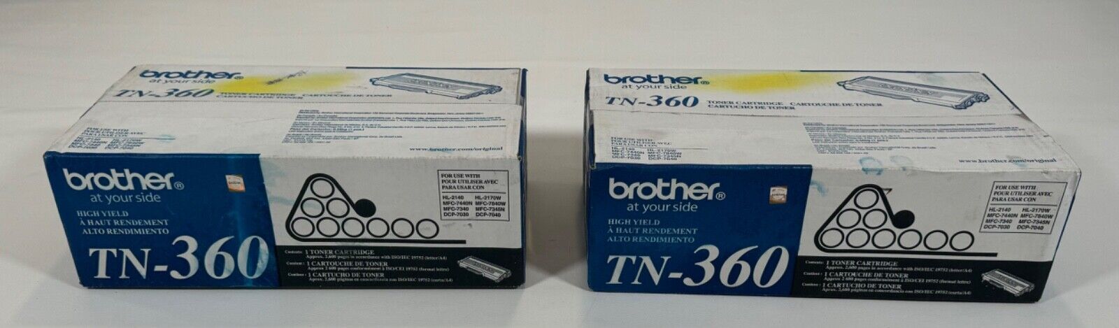 Genuine OEM Brother TN360 TN-360 Toner Cartridge Black New Sealed 2 Pack