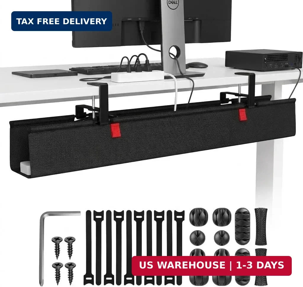 36 Inch Under Desk Cable Management Tray No Drill Desk Cord Management Organizat
