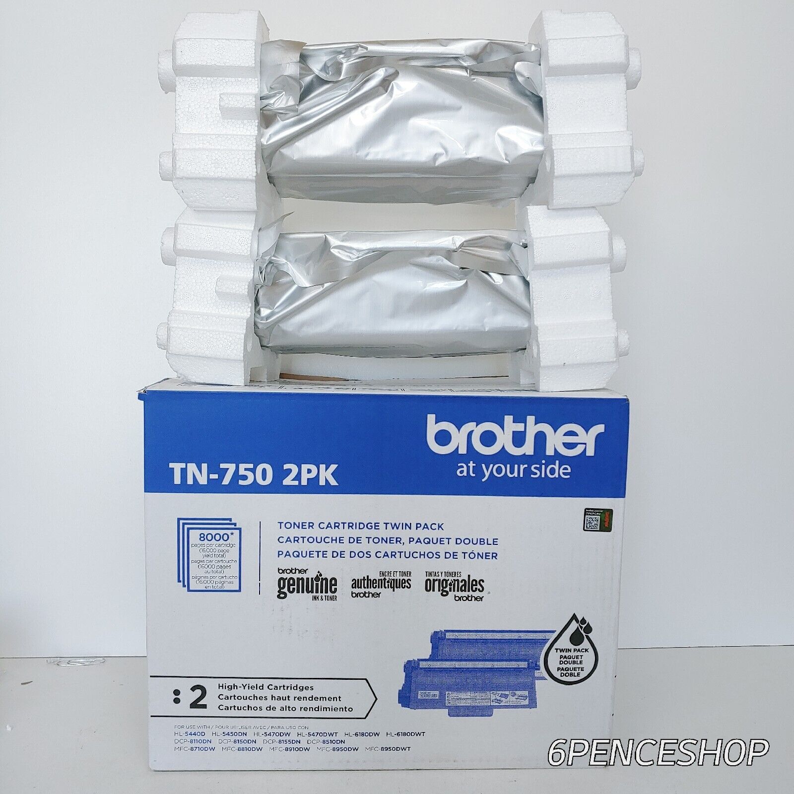 *Sealed in OB* Brother Genuine TN-750 2Pack Black Toner Cartridge (TN7502PK)