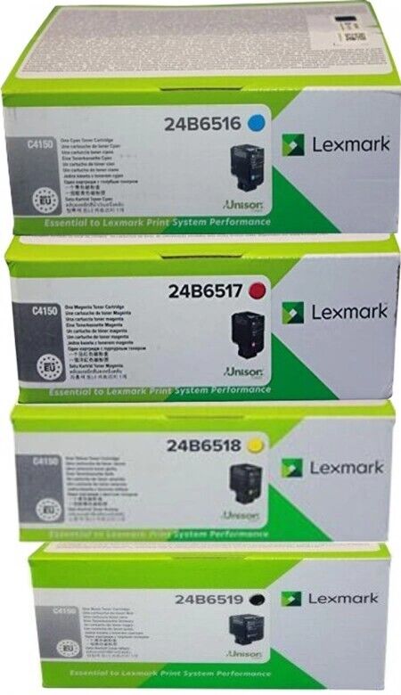 Lexmark OEM C/M/Y/K 24B6516 24B6517 24B6518 24B6519 High Yield Toner Set - C4150