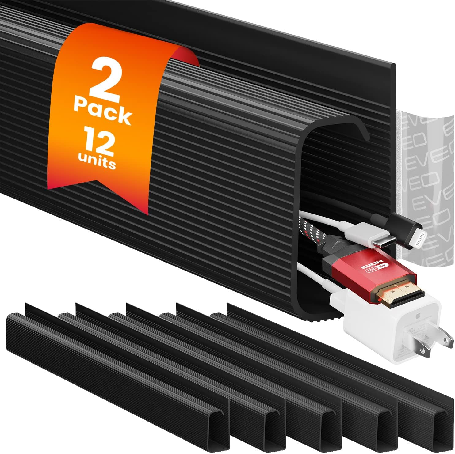 EVEO Cable Management under Desk Kit (12 Units) - under Desk Cable Management Co