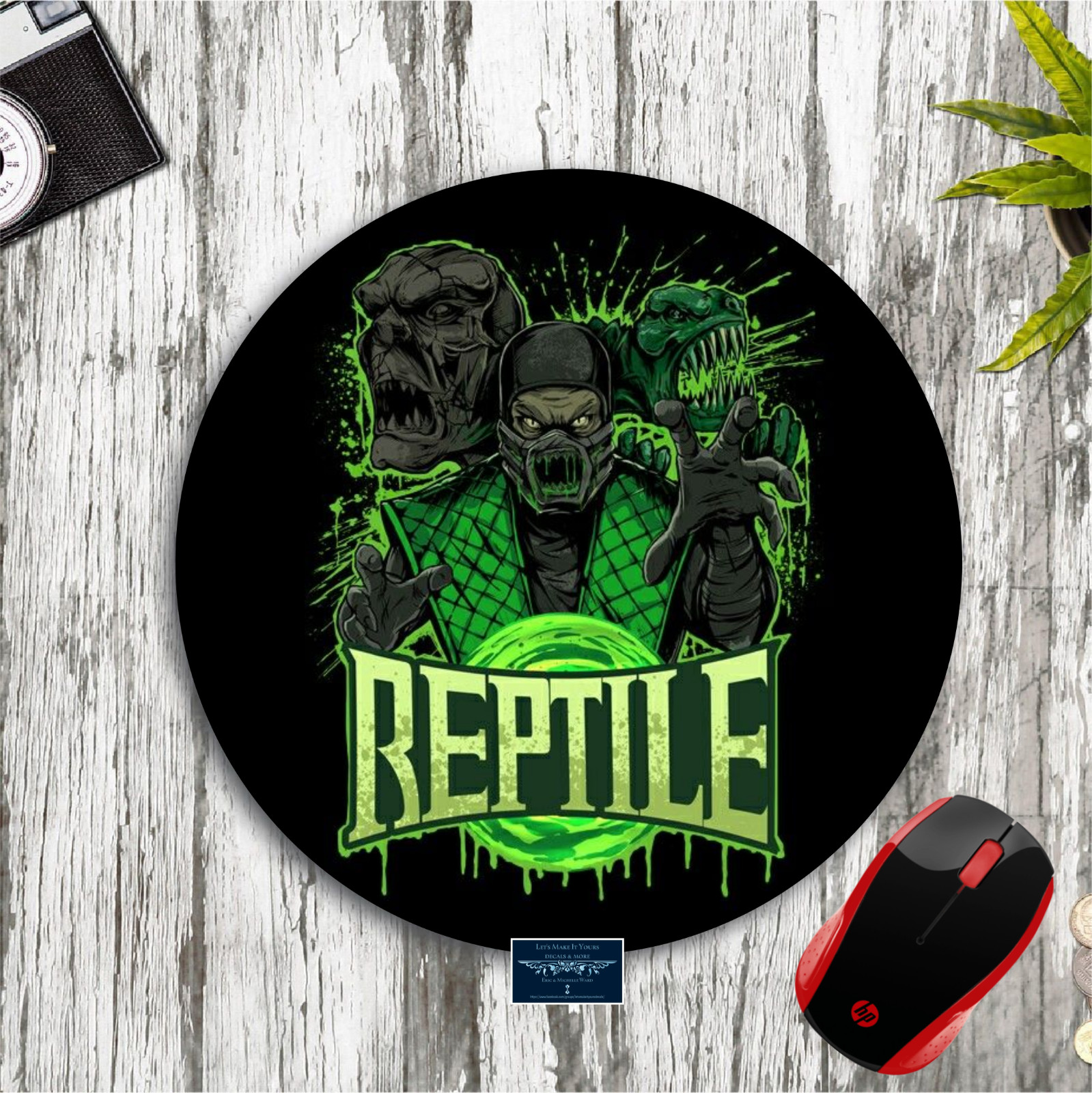 REPTILE MORTAL KOMBAT CUSTOM 8" ROUND NONSLIP PC LAPTOP MOUSE PAD DESK MAT GIFT