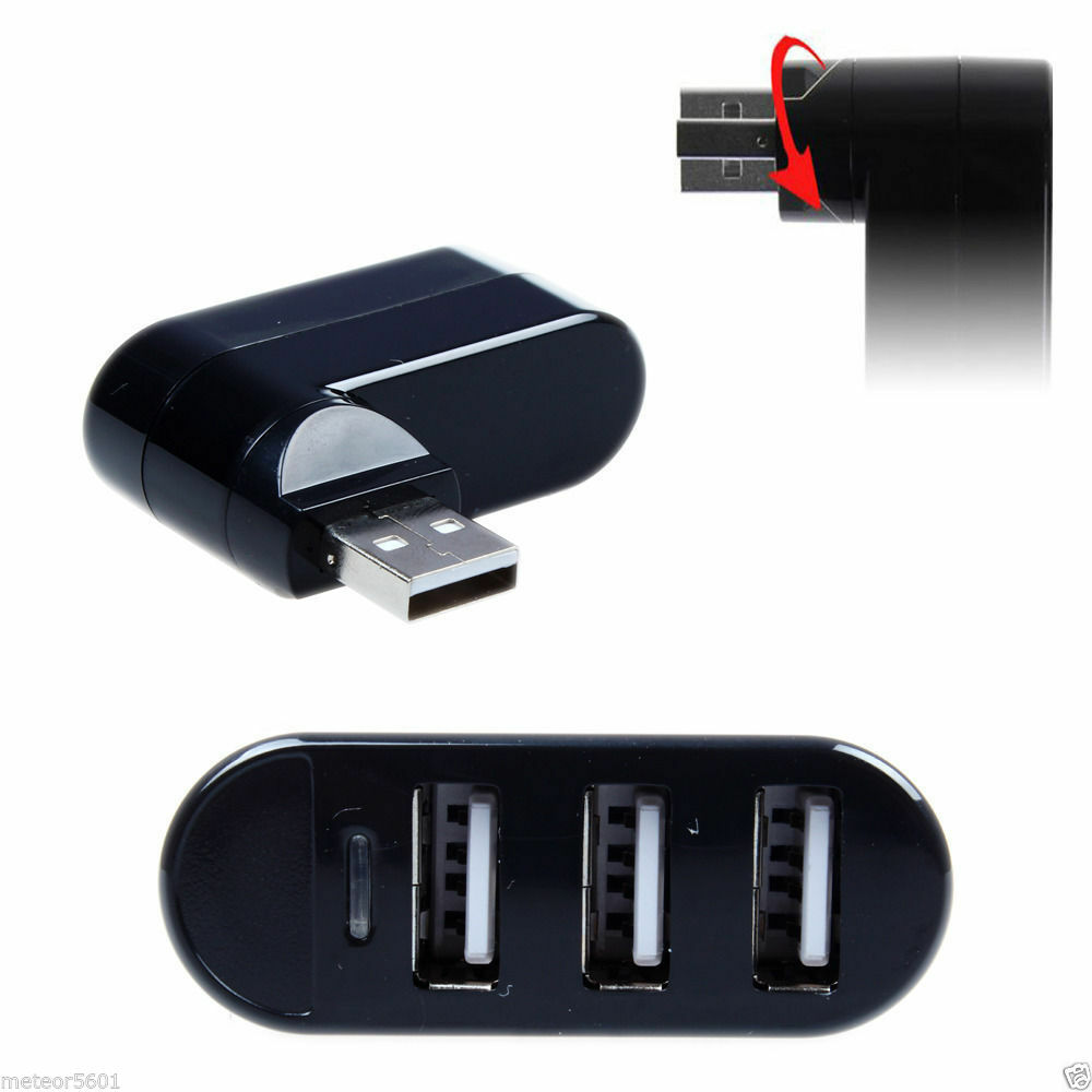 Mini 3 Port USB 2.0 Rotate Splitter Adapter Hub for PC Laptop Notebook Expansion