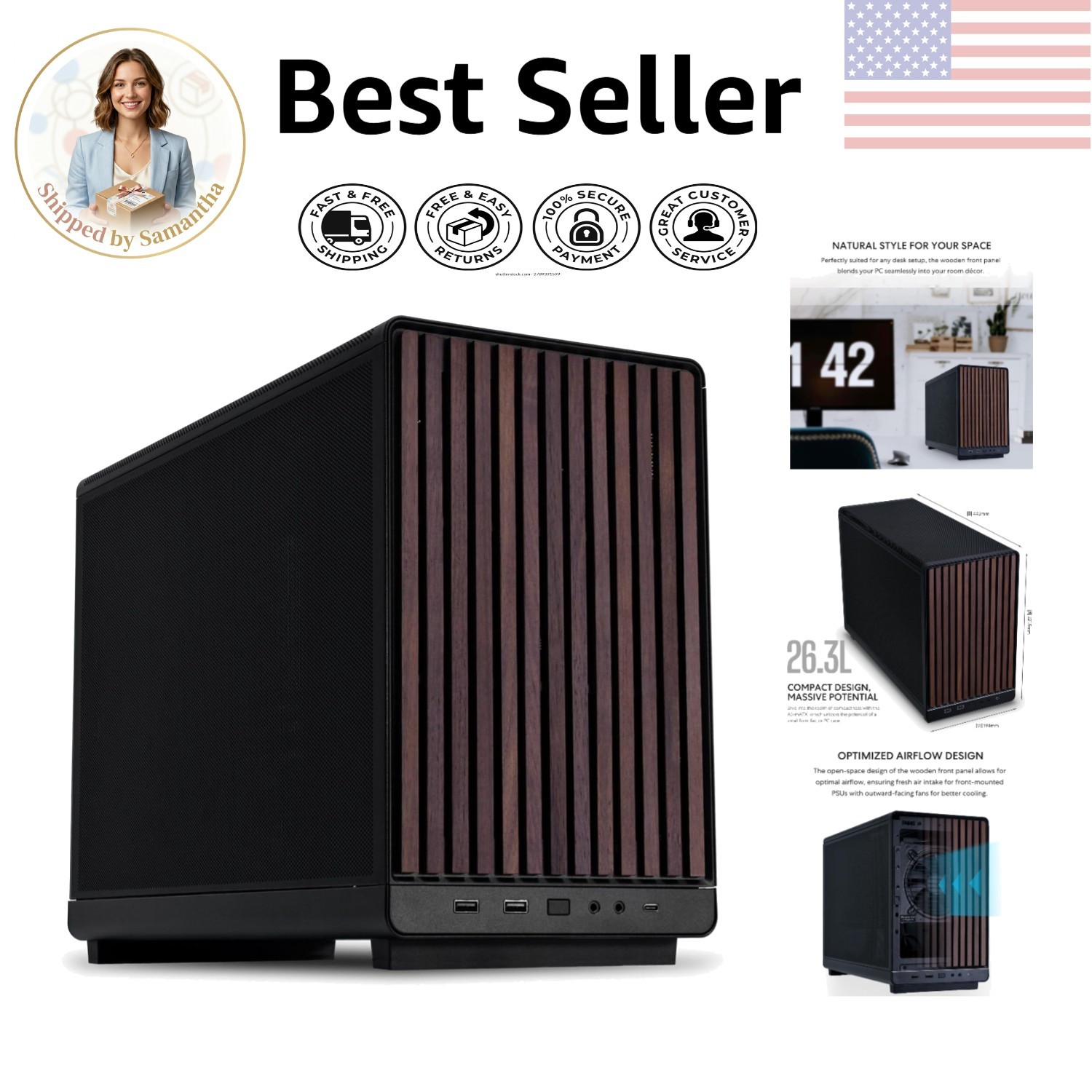Black Mini-Tower Case for Micro ATX: Enhanced Cooling & Modular Features