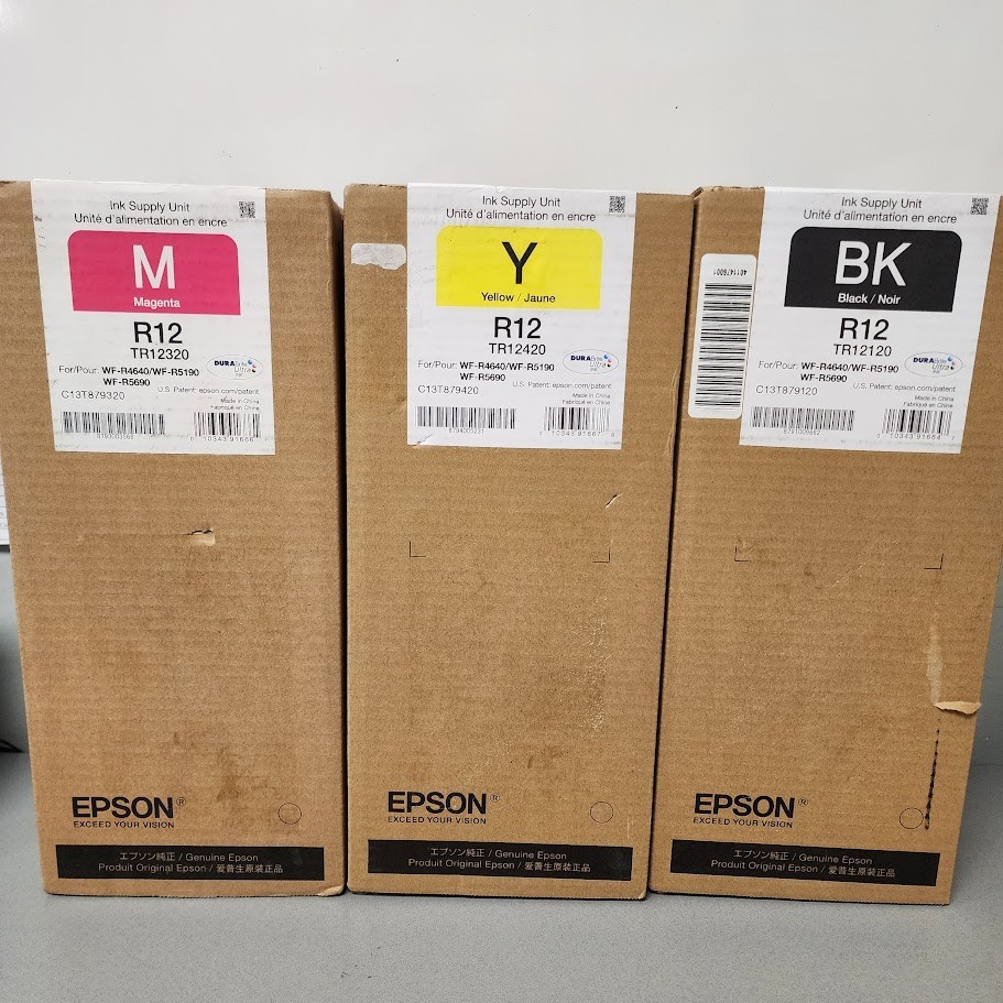 Epson T879 R12 Ink Supply BK Y M Lot 3 WF-R4640 R5190 R5690 NEW