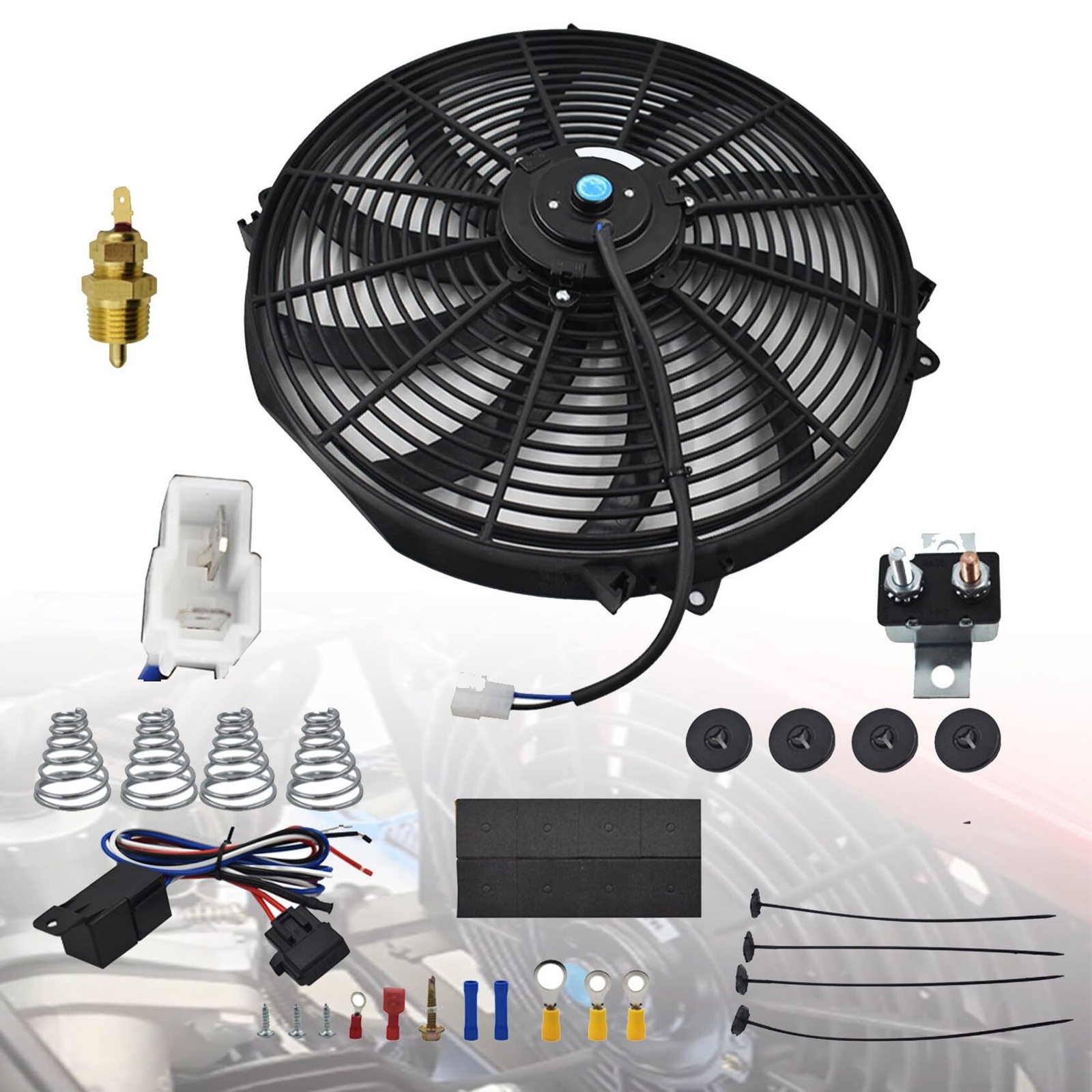 3000 CFM 16inch Electric Radiator Cooling Fan Mounting Kit Push Pull Slim Fan...