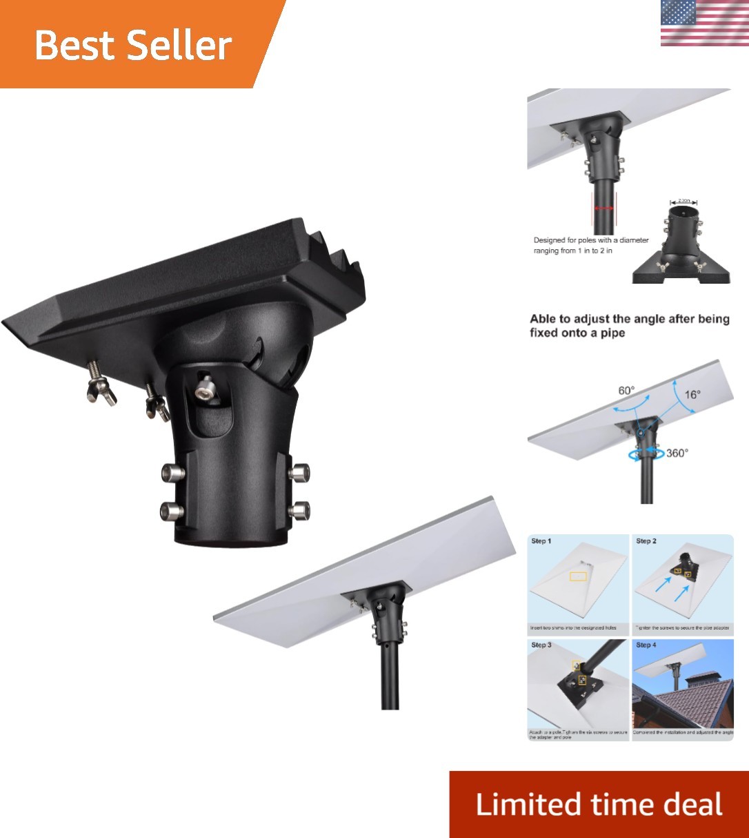 Weather-Resistant Adjustable Pipe Adapter for Starlink Dishes - Easy Install