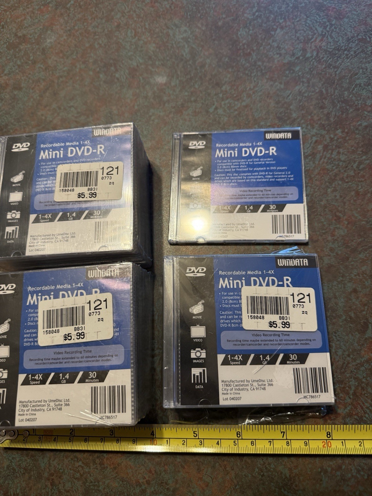 2 Sealed Windata 4X Mini DVD-R Media 1.46GB 10 Pack - 1 Unsealed - 1 Loose 