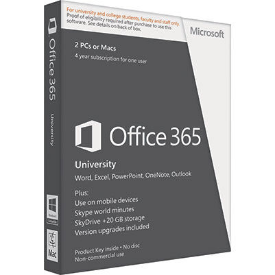 New Sealed Microsoft Office 365 University 4 Yr Subscription Academic for PC Mac