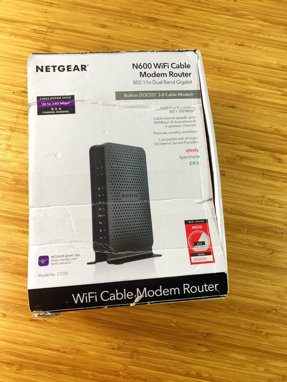 NETGEAR C3700V2 Wireless WiFi 3.0 Cable Modem Router With Cords Ships Fast