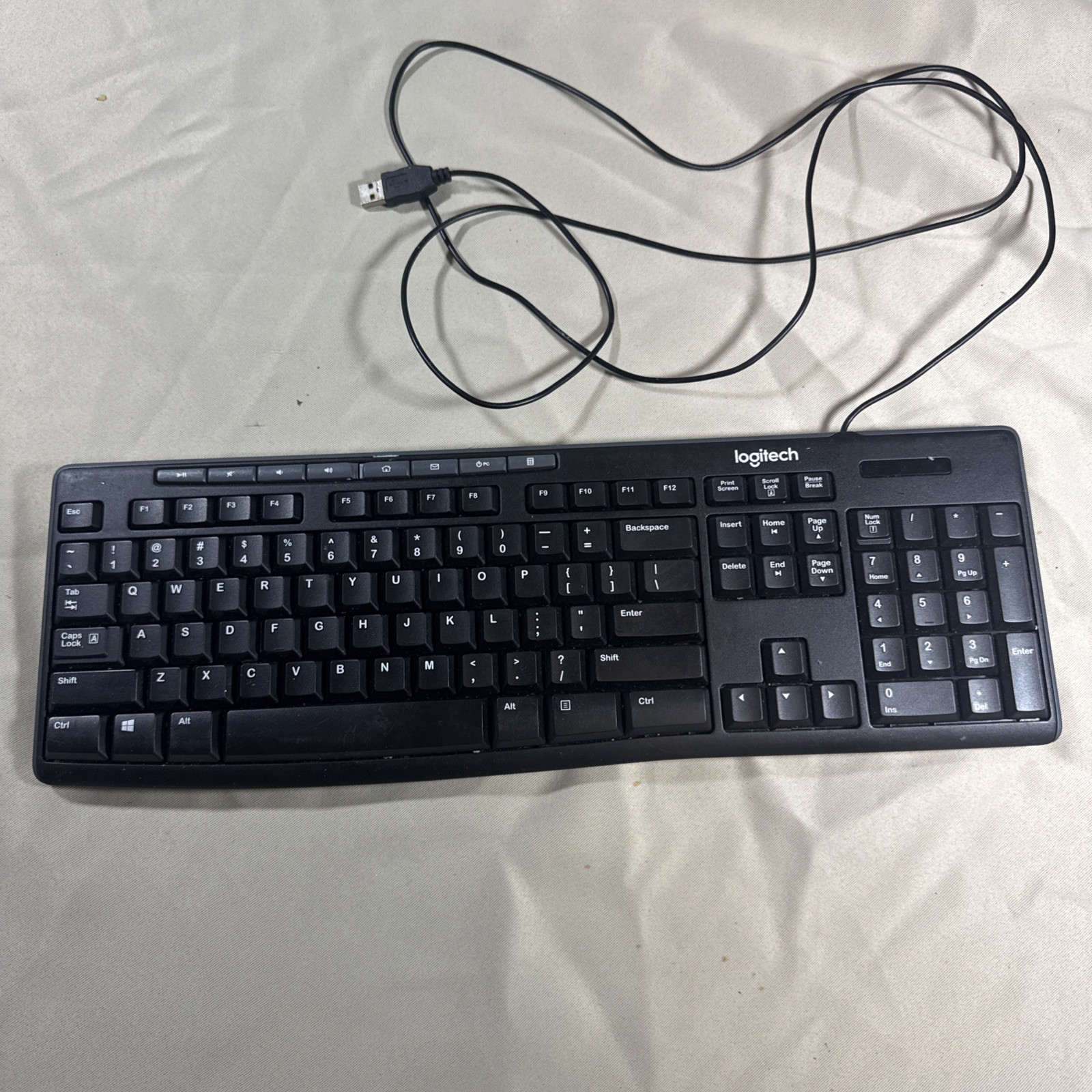 Logitech Wired USB Keyboard K200 Standard Black TESTED 