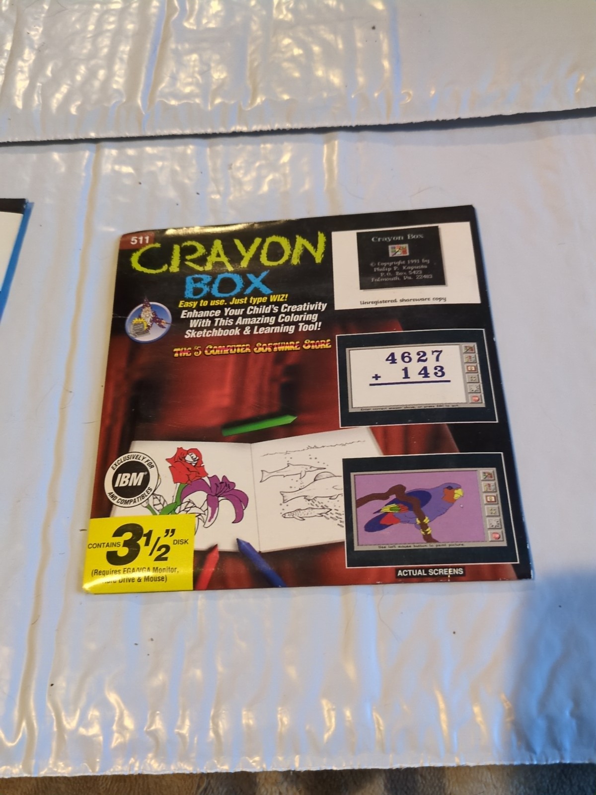 Wiz Technology Vtg. 94 CRAYON BOX Floppy Disc 3 1/2” Computer Software Kids NOS 