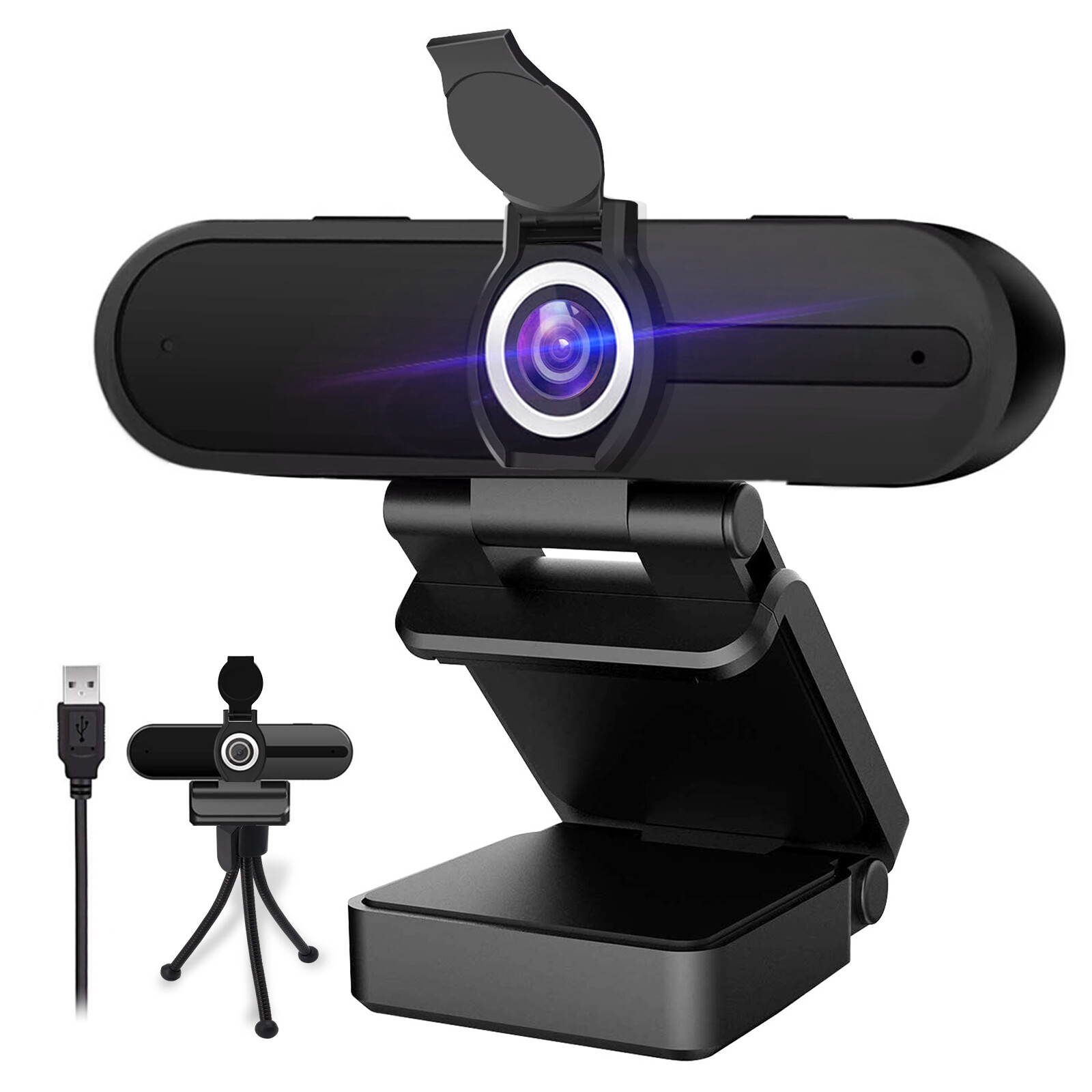 Webcam 4K 8MP HD Streaming Computer Web Camera(Microphone/Privacy Cover/Tripod) 
