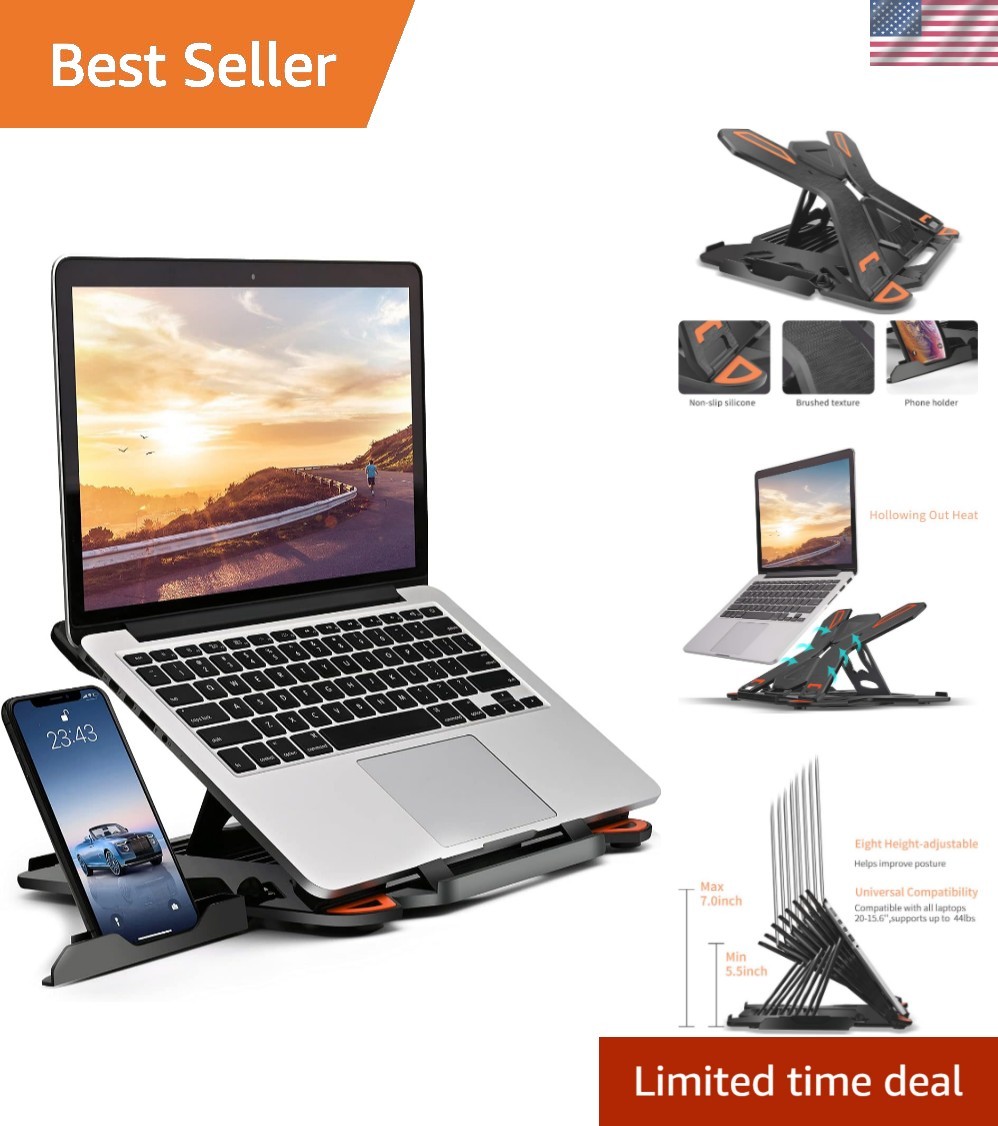 360° Rotating Laptop Stand for Desk - Adjustable Height for Ergonomics & Comfort
