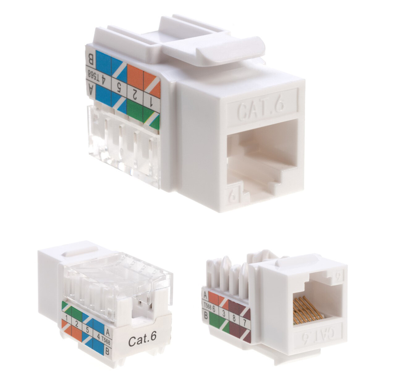 CAT6 UL Keystone Jack 8P8C 45 Degree 110 Punchdown RJ45 Ethernet Plug Pack LOT