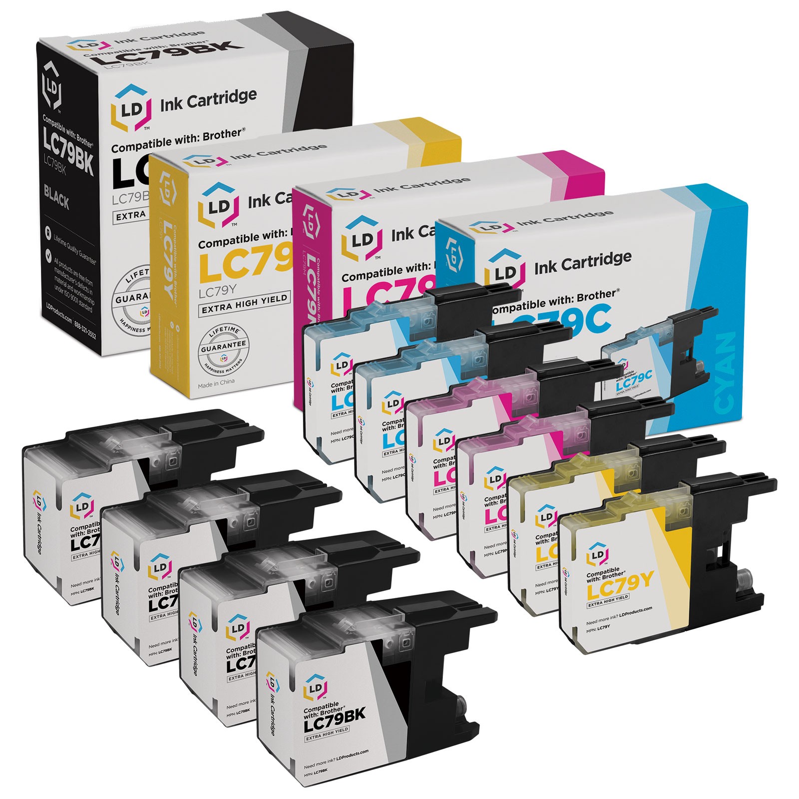 LD 10 Pack LC79 Extra HY Black & Color Ink Cartridge Set for Brother Printer
