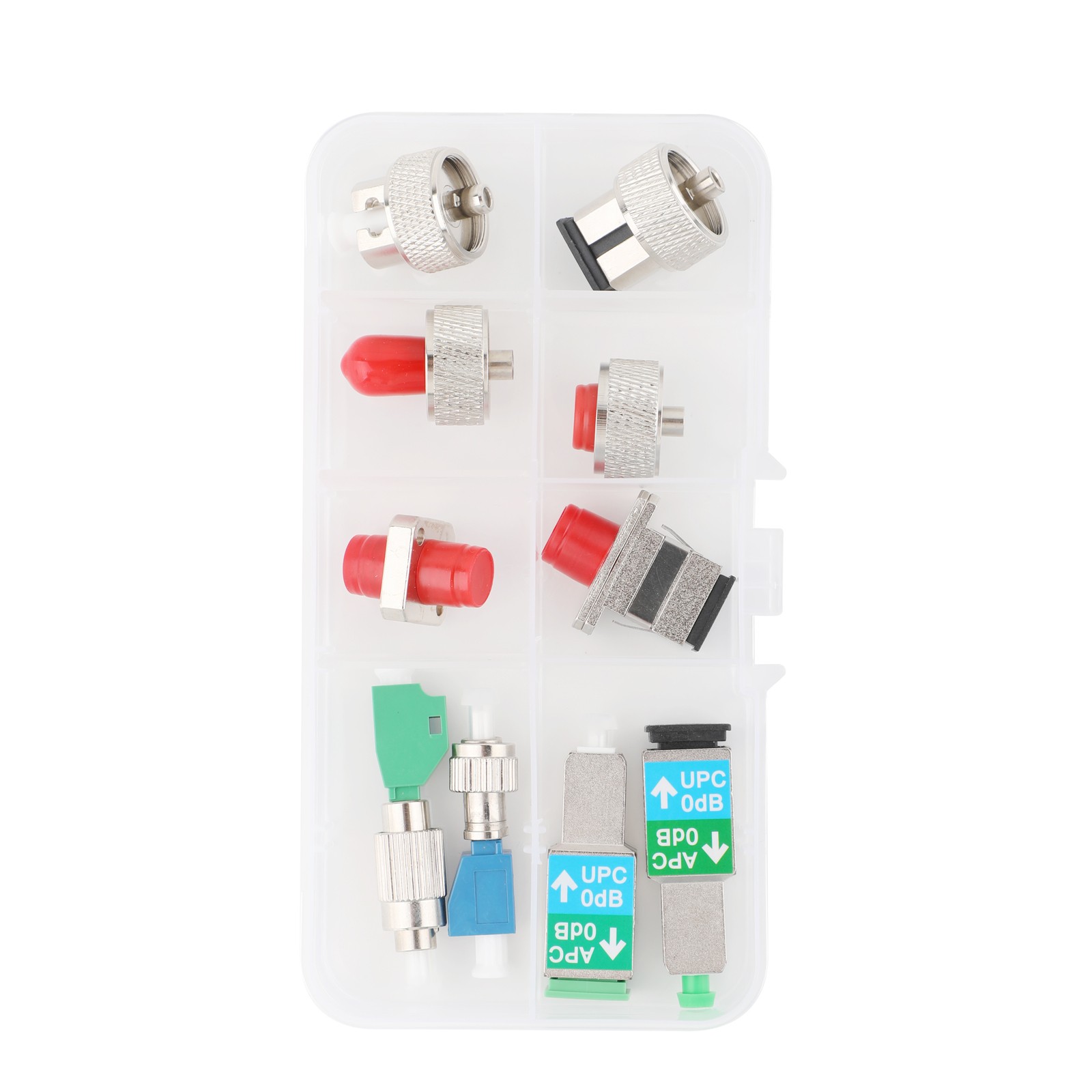 10PCS Fiber Optic Adapter Kit, OTDR Adapter SC FC ST LC Connector