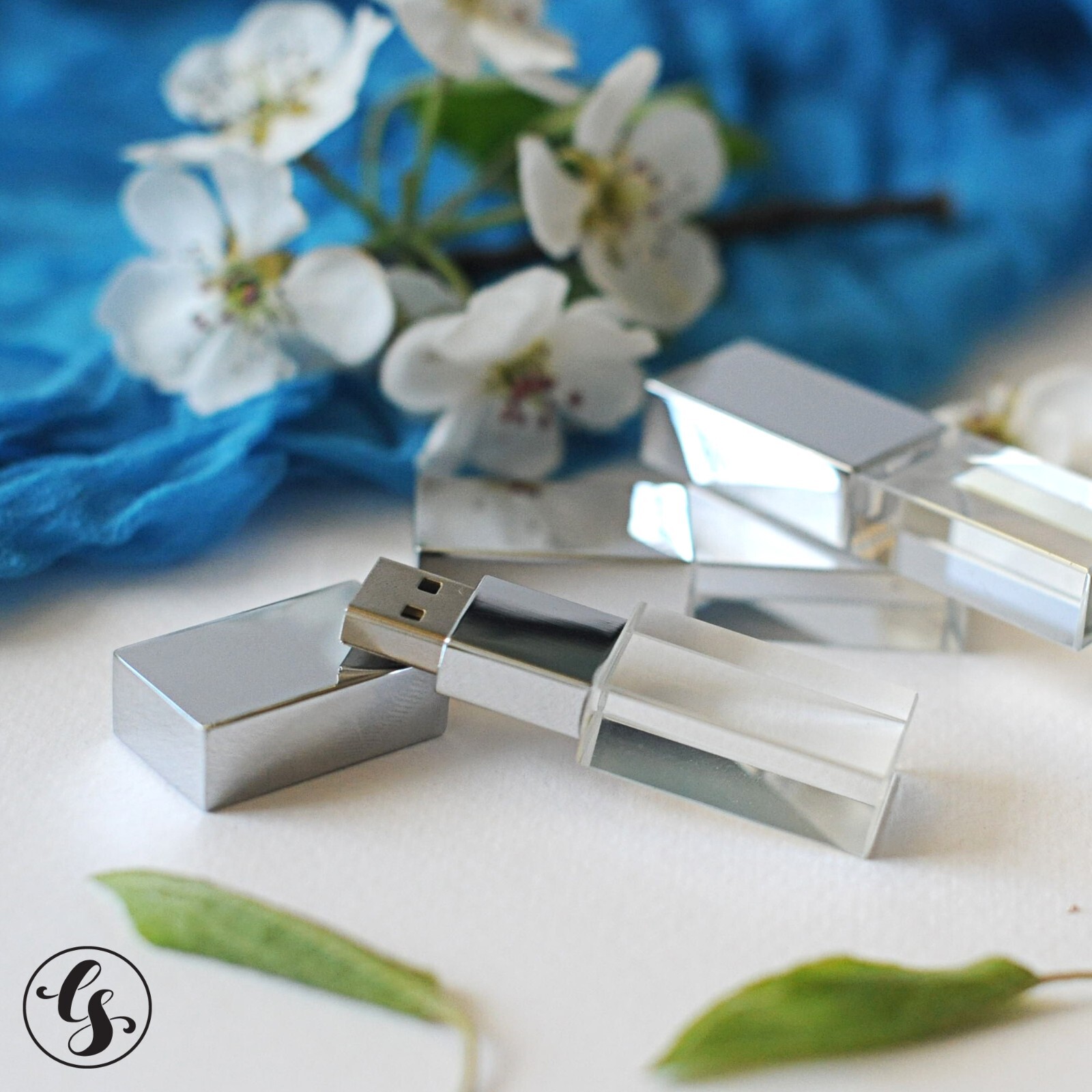 Personalized Custom Photography Wedding Logo Glass USB Pen Flash Drive box