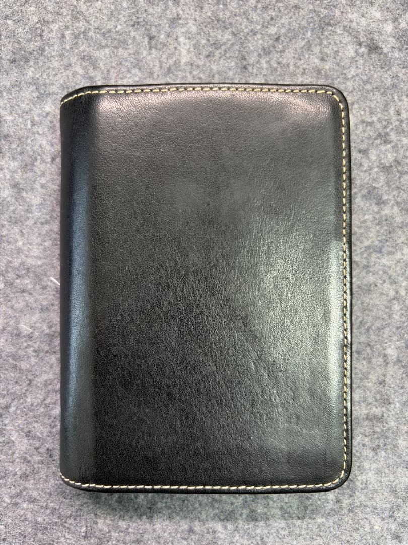 Filofax Deluxe Black Leather Personal PDA Holder Organizer Palm V m500 Vintage