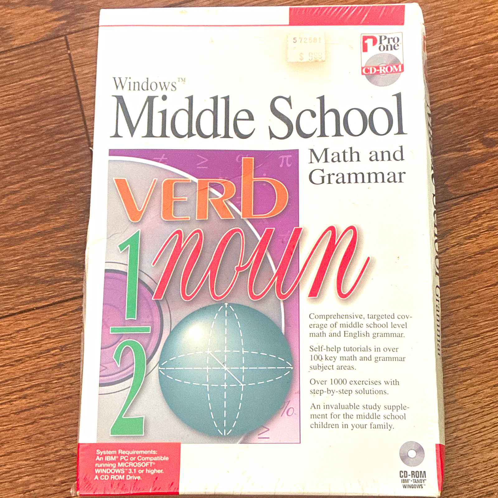 Pro One Windows Middle School Math & Grammar CD-ROM, English (Windows 3.1+)