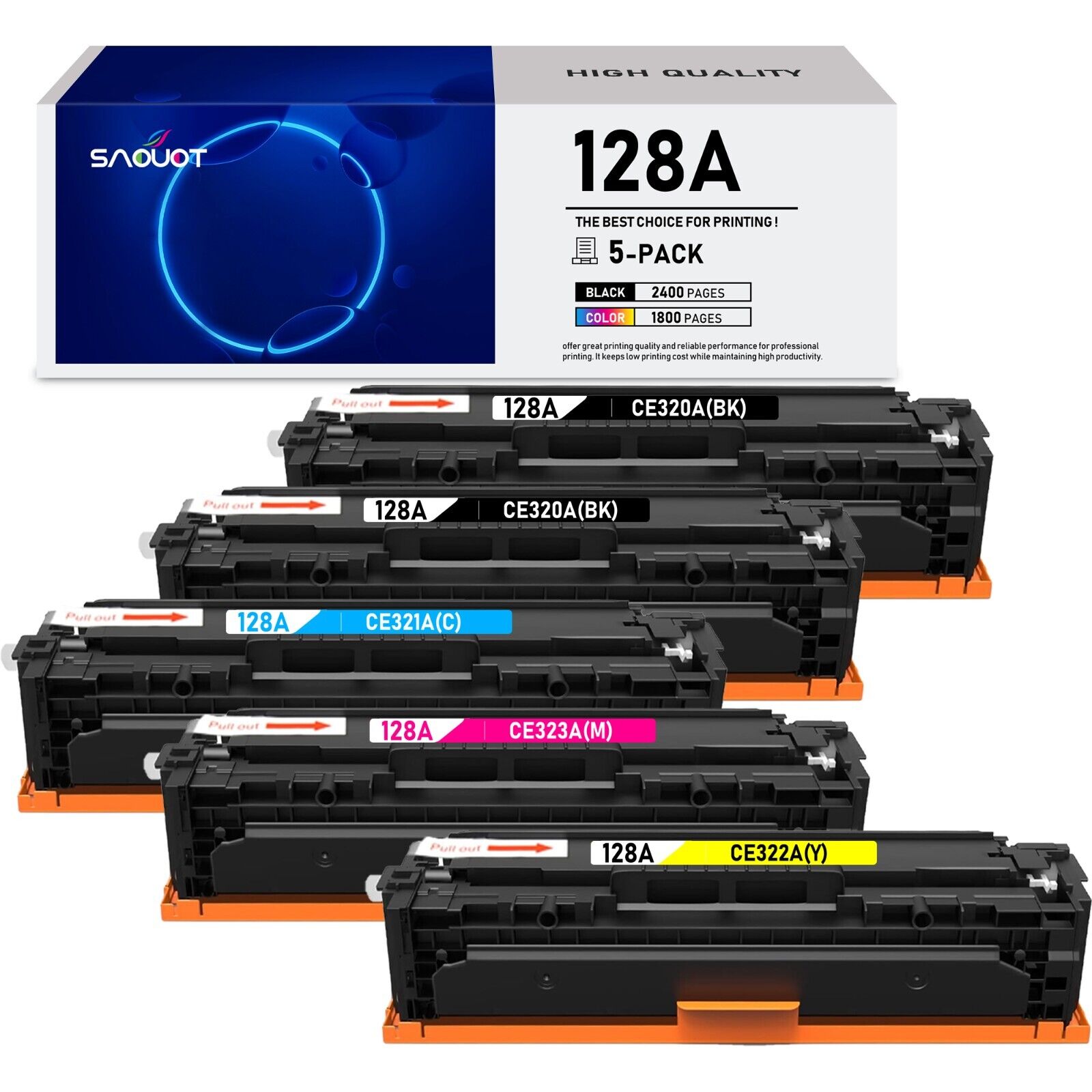 128A Toner Cartridge CE320A Replacement for HP Pro CM1415fn CP1525n CM1415fnw