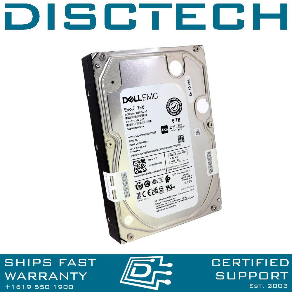 Dell RNNH8 Seagate ST6000NM034A 6TB 3.5 12Gbps 7200RPM 4Kn SED SAS HDD