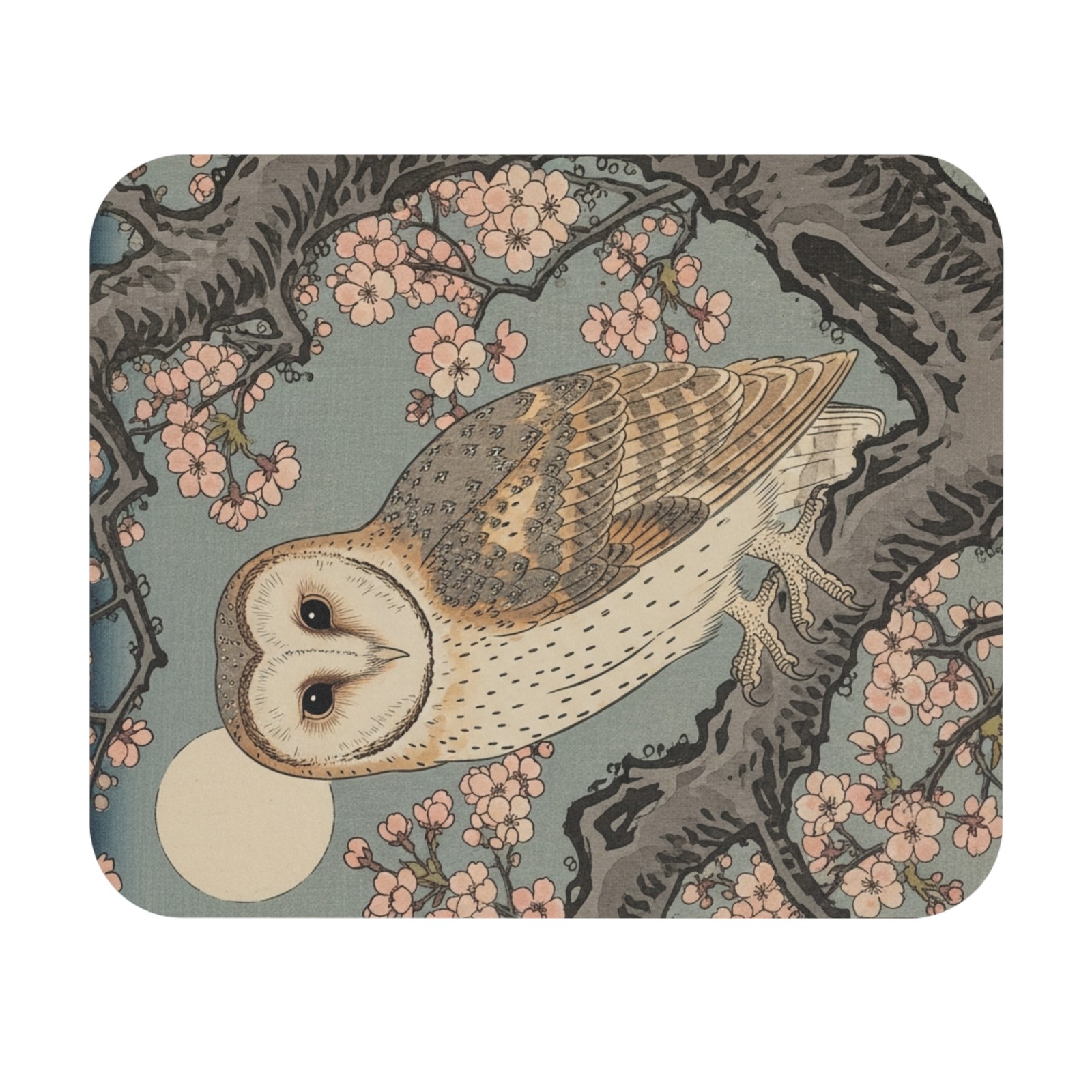 Barn Owl Japanese Style Mouse Pad bird watcher office computer desk avian 
