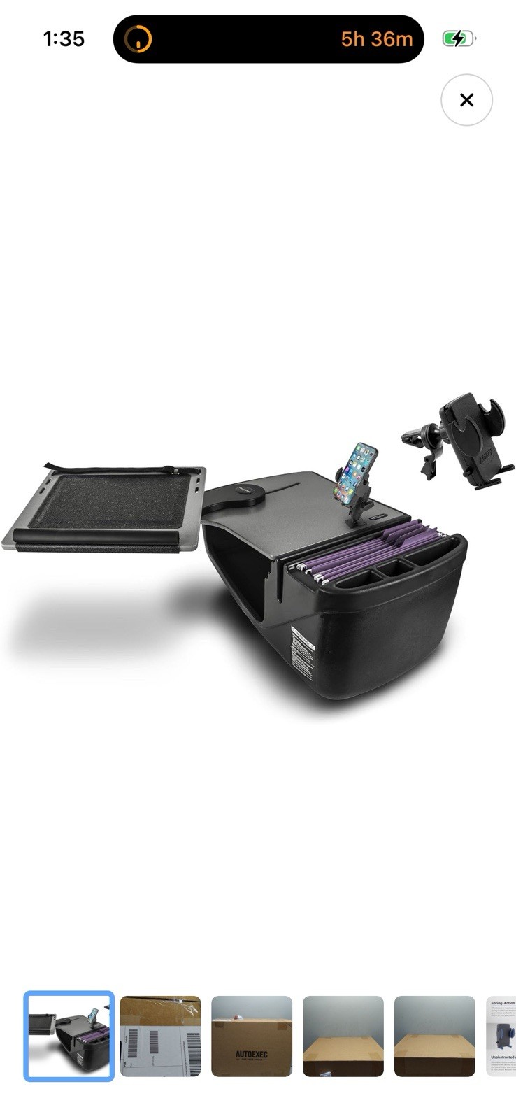 AutoExec Reach Desk Front Seat Car Laptop Workstation Phone Mount Vent Clip