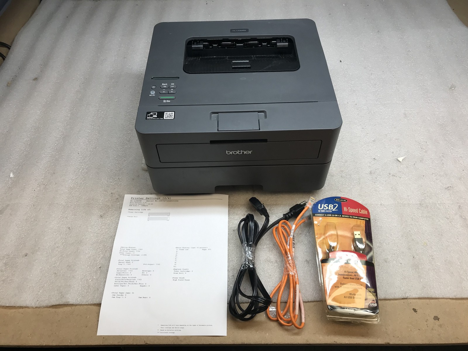 Brother HL-L2405W Compact Wireless Monochrome Laser Printer Toner Inc 1K pg ct