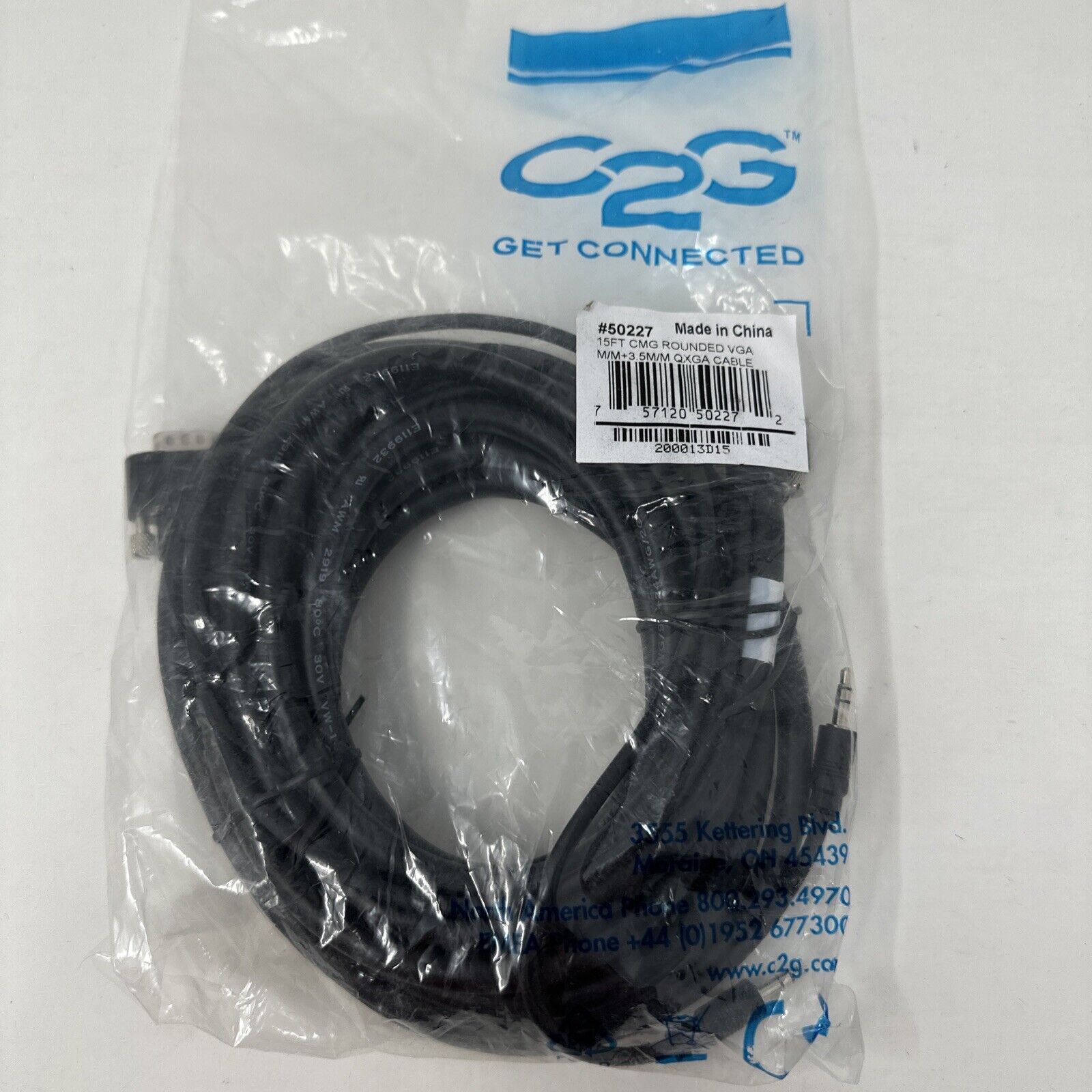 VGA+3.5mm Cable VGA to VGA Cord 3.5mm Audio M/M 15ft New in original packaging