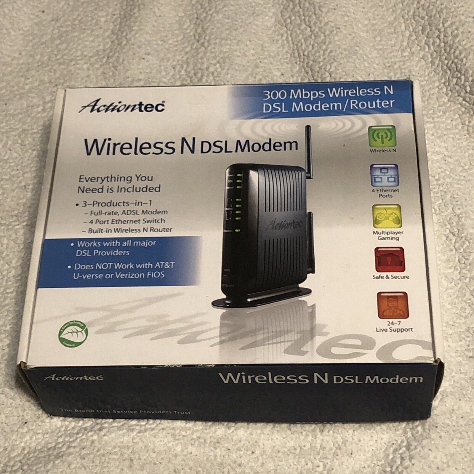 Actiontec GT784WN 300Mbps Wireless N DSL Modem Router 4 Port Tested