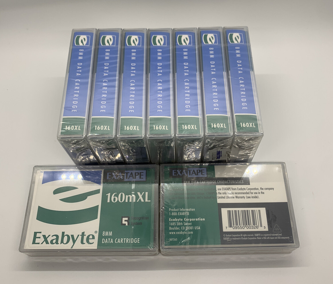 Exabyte 8MM Data Cartridge - 160mXL Exatape - Set of 9 Brand new sealed tapes