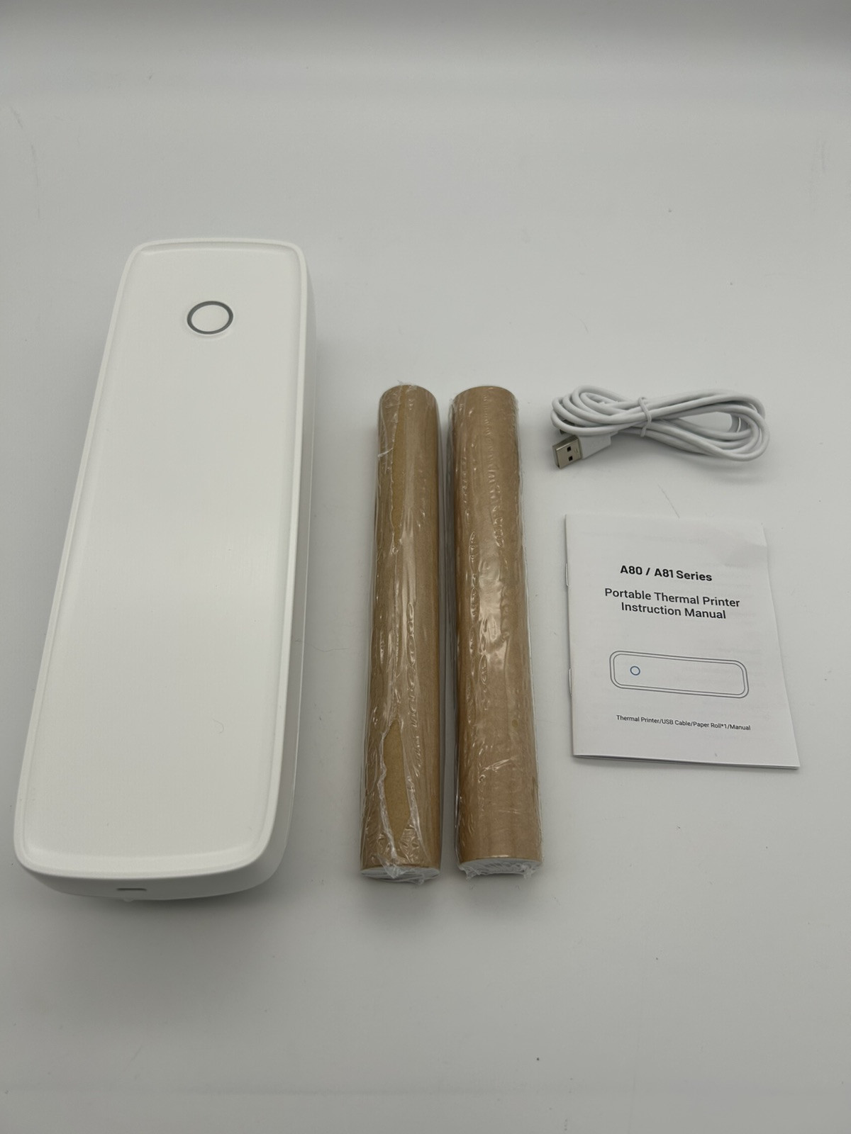 MinZhi Portable Thermal Printer A80 Wireless Printer w/ 3 Rolls PAPER 💥TESTED💥