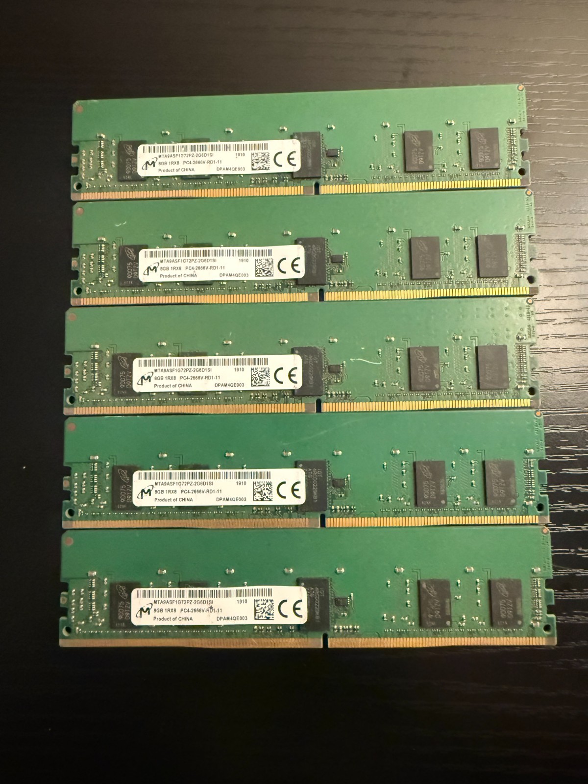 5x Micron 8GB DDR4-2666 ECC RDIMM Server RAM PC4-2666V 40GB Lot