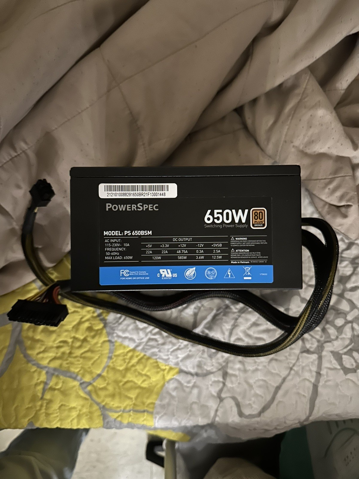 PowerSpec PS650BSM 650W 80+ Bronze ATX 12V Power Supply MISSING SATA/IDE/FD plug