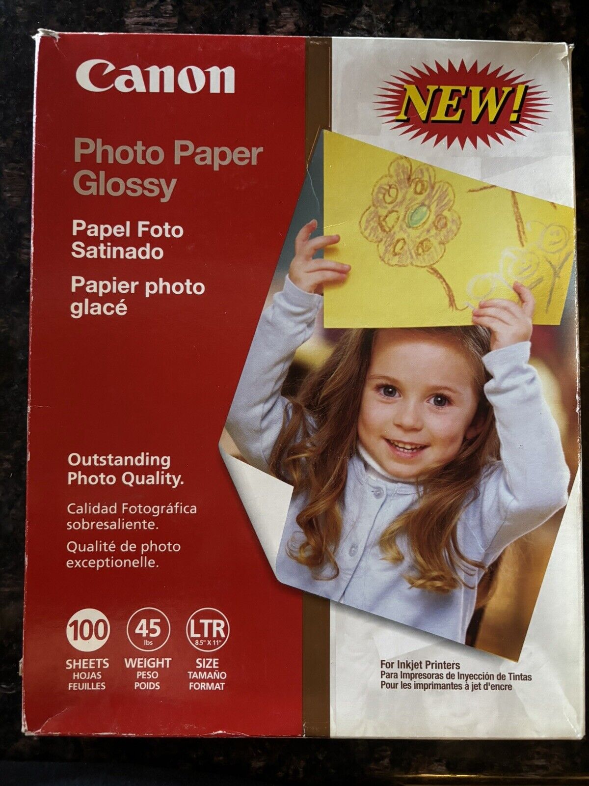 GENUINE CANON PHOTO INKJET PRINTER PAPER GLOSSY 100 SHEETS 8.5”x 11” *UNSEALED*