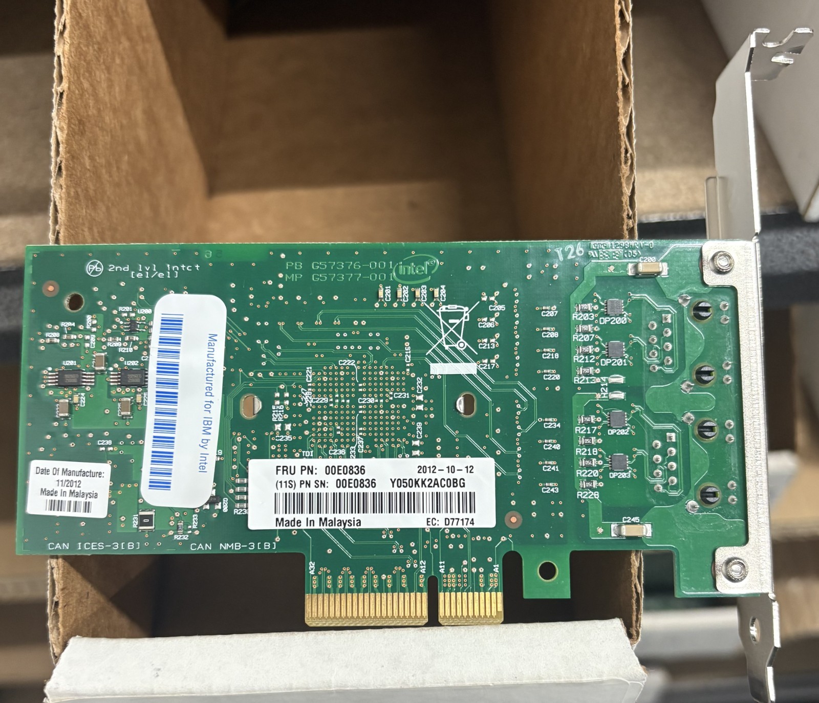 GENUINE IBM 1GB DUAL PORT ETHERNET ADAPTER / 00E0836