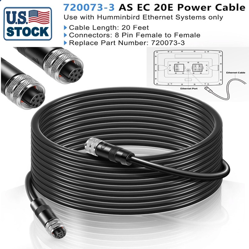 720073-3 AS EC 20E 8 pin Ethernet Cable for Humminbird Fits for All APEX, SOLIX