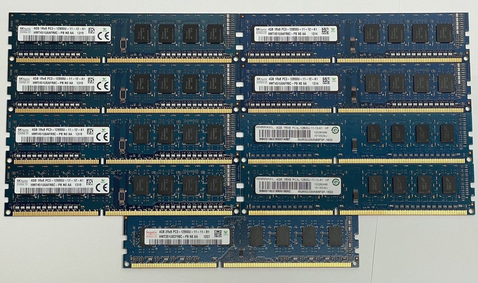 LOT OF 9 DDR3 4GB 1600MHz Mixed Desktop Ram Memory Sk Hynix Samsung Micron