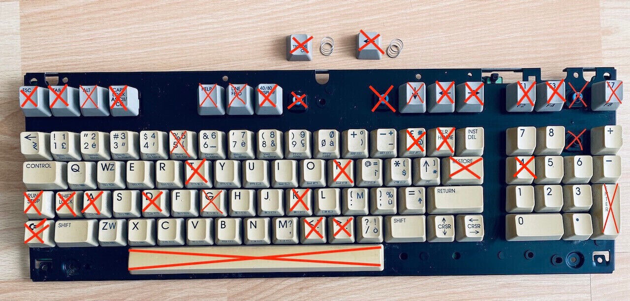 Commodore C128 Keyboard Tasten-Keycaps (1 Button & Quill ) #01