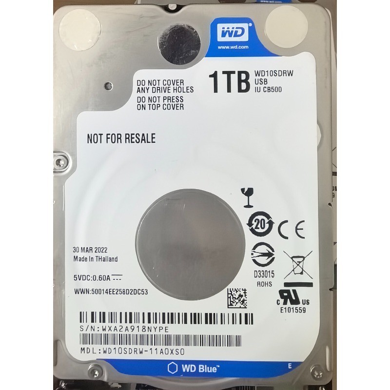 Western Digital 1TB WD10SDRW-11A0XS0 2.5" USB 3.0 Portable External Hard Drive